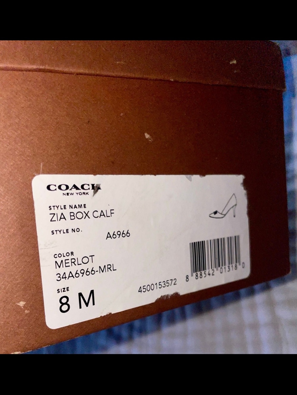Coach Pointed-Toe Leather Pumps in Burgundy with Gold Plaque US 8 - Picture 9 of 11
